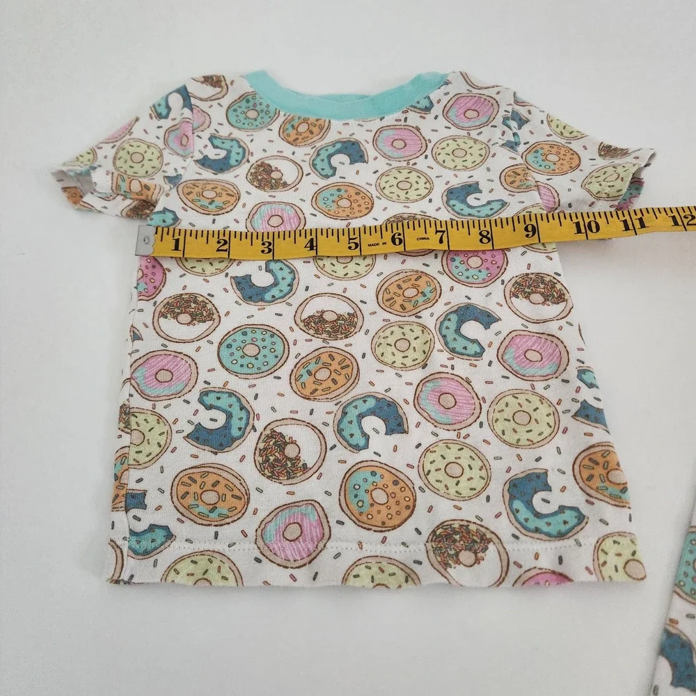 Kids‎ 3T Donut Print Cotton Pajama Set White Aqua 2pc PJs